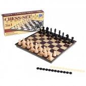 Игра настольная 3в1: шашки, шахматы, шахматы-шашки, в коробке
